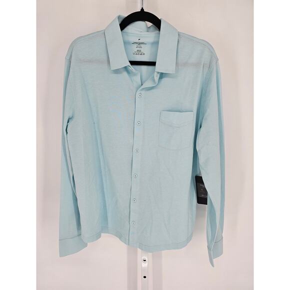 Fabletics Mens Sz L The Dash Long Sleeve Button Up Shirt Light Blue NEW - Picture 1 of 4